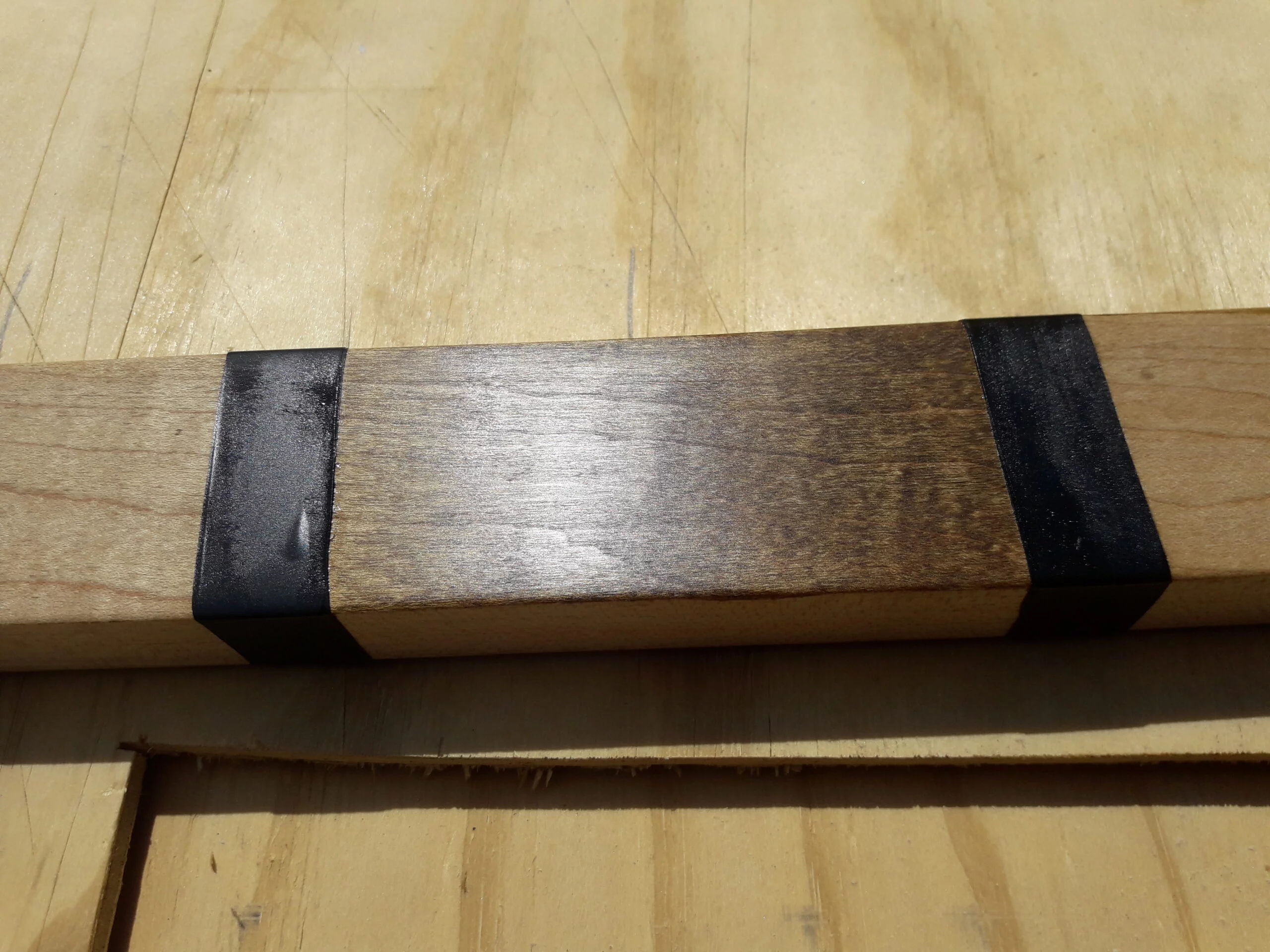 heated birch tar oil on sugar maple sheen at 180 grit